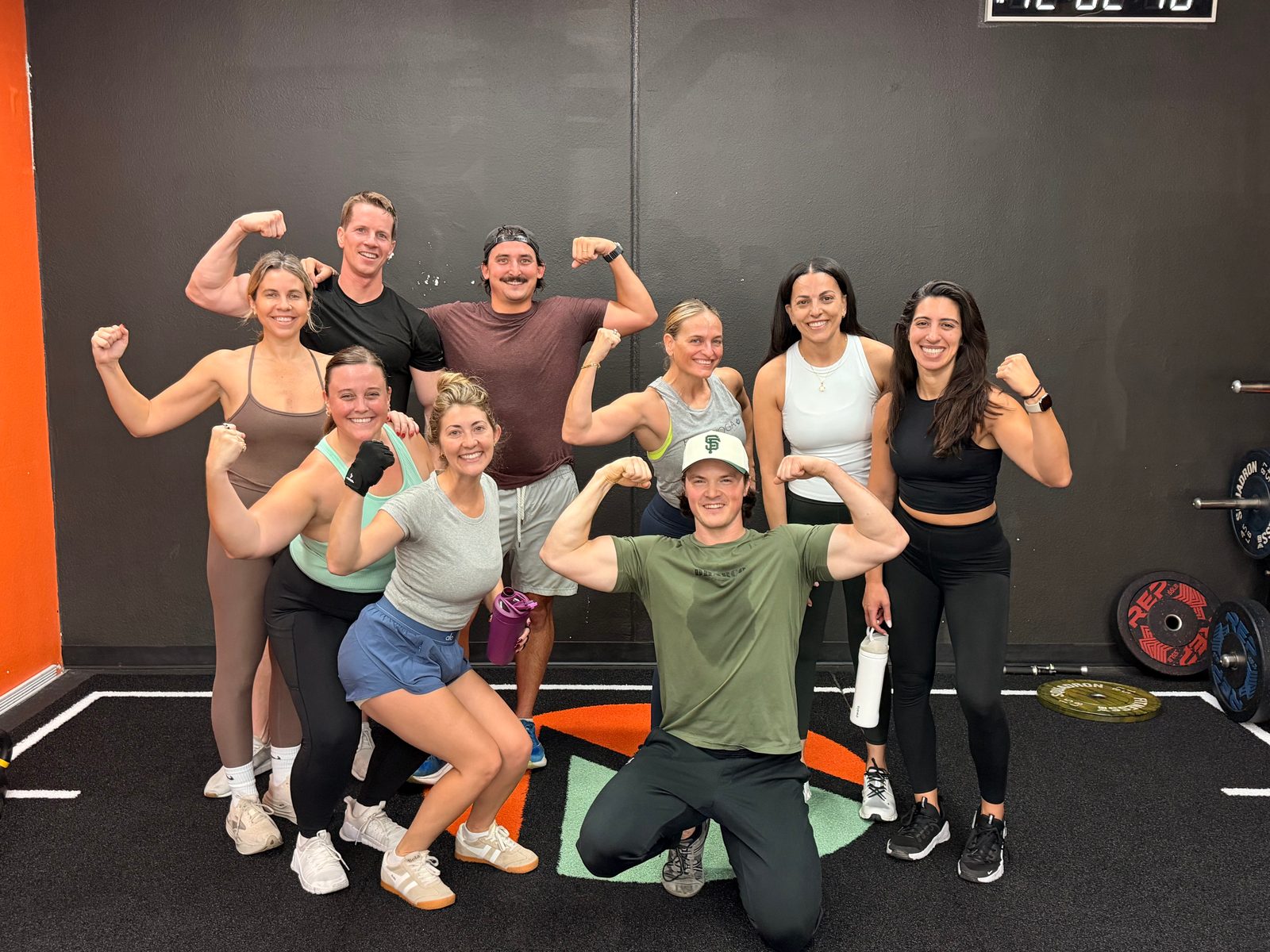 Nate with a group of clients after a training session